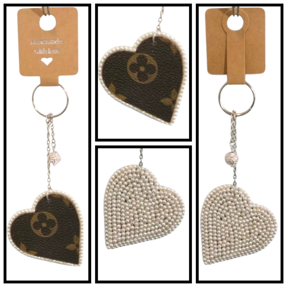 Louis Vuitton Brown and Pearl Heart Key Holder